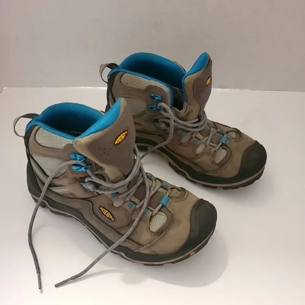Keen Women's Size US 9 Durand Mid Brown/Teal Leather Waterproof Boots (1011555)